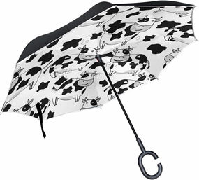 Oyihfvs Double Layer Inverted Umbrella, With C-Shaped Handle Windproof UV Proof Durable Parasol, For Men Women Outdoor Folding Rain Sun