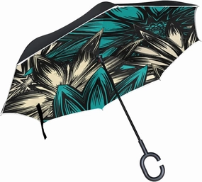 Oyihfvs Double Layer Inverted Umbrella, With C-Shaped Handle Windproof UV Proof Durable Parasol, For Men Women Outdoor Folding Rain Sun