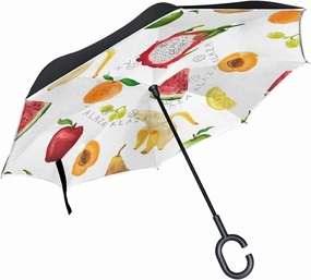 Oyihfvs Double Layer Inverted Umbrella, With C-Shaped Handle Windproof UV Proof Durable Parasol, For Men Women Outdoor Folding Rain Sun