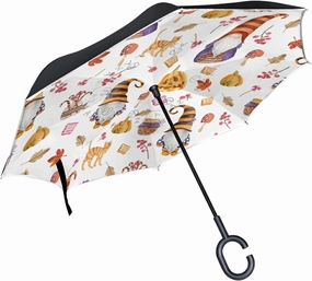 Oyihfvs Double Layer Inverted Umbrella, With C-Shaped Handle Windproof UV Proof Durable Parasol, For Men Women Outdoor Folding Rain Sun