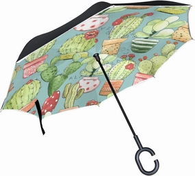 Oyihfvs Double Layer Inverted Umbrella, With C-Shaped Handle Windproof UV Proof Durable Parasol, For Men Women Outdoor Folding Rain Sun