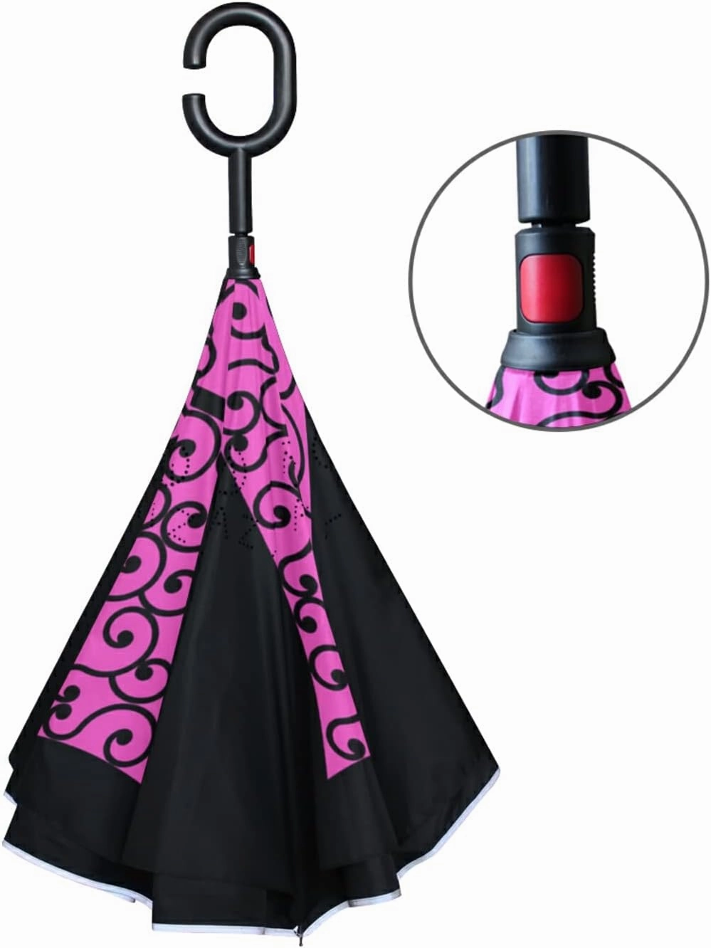 Oyihfvs Double Layer Inverted Umbrella, With C-Shaped Handle Windproof UV Proof Durable Parasol, For Men Women Outdoor Folding Rain Sun