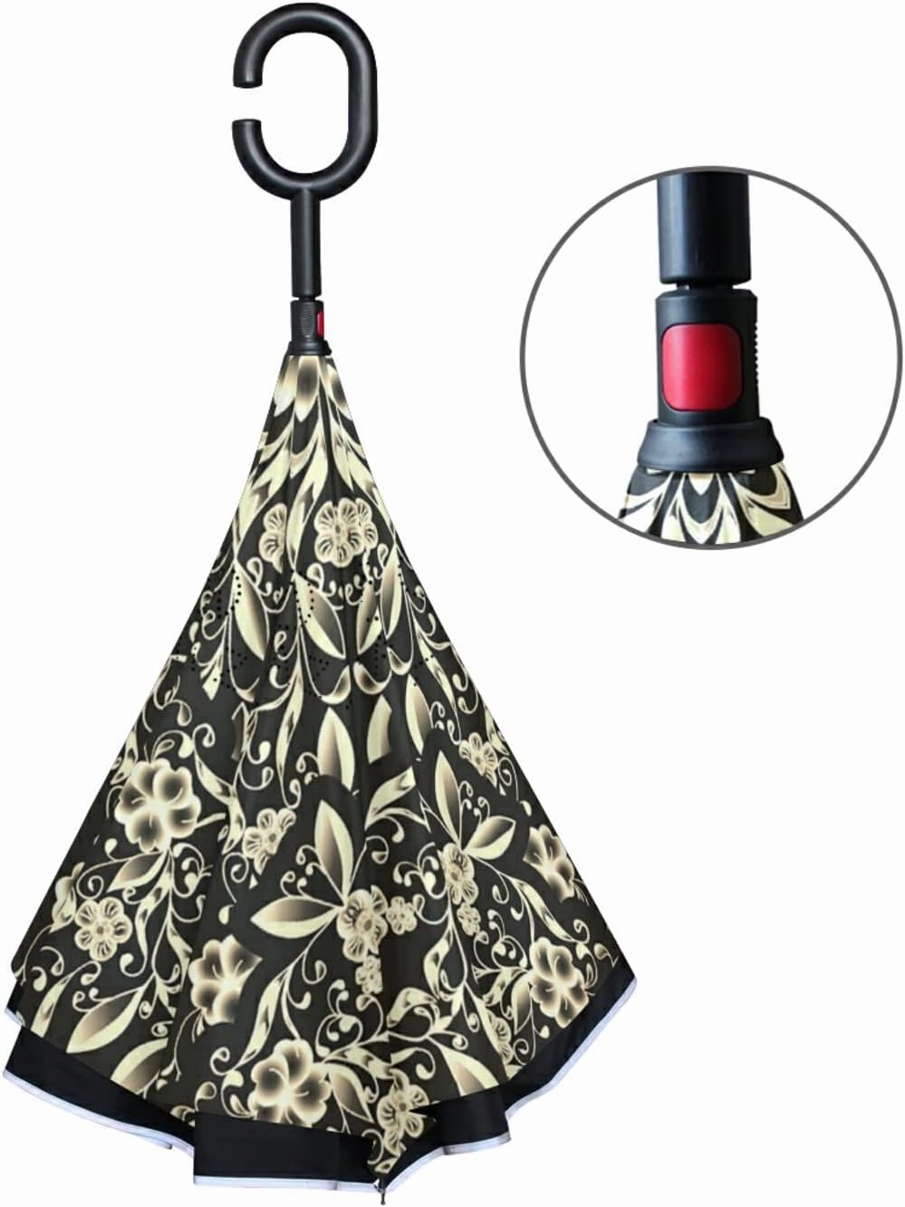 Oyihfvs Double Layer Inverted Umbrella, With C-Shaped Handle Windproof UV Proof Durable Parasol, For Men Women Outdoor Folding Rain Sun