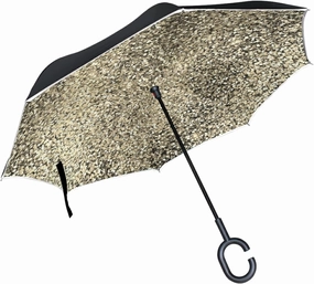 Oyihfvs Double Layer Inverted Umbrella, With C-Shaped Handle Windproof UV Proof Durable Parasol, For Men Women Outdoor Folding Rain Sun