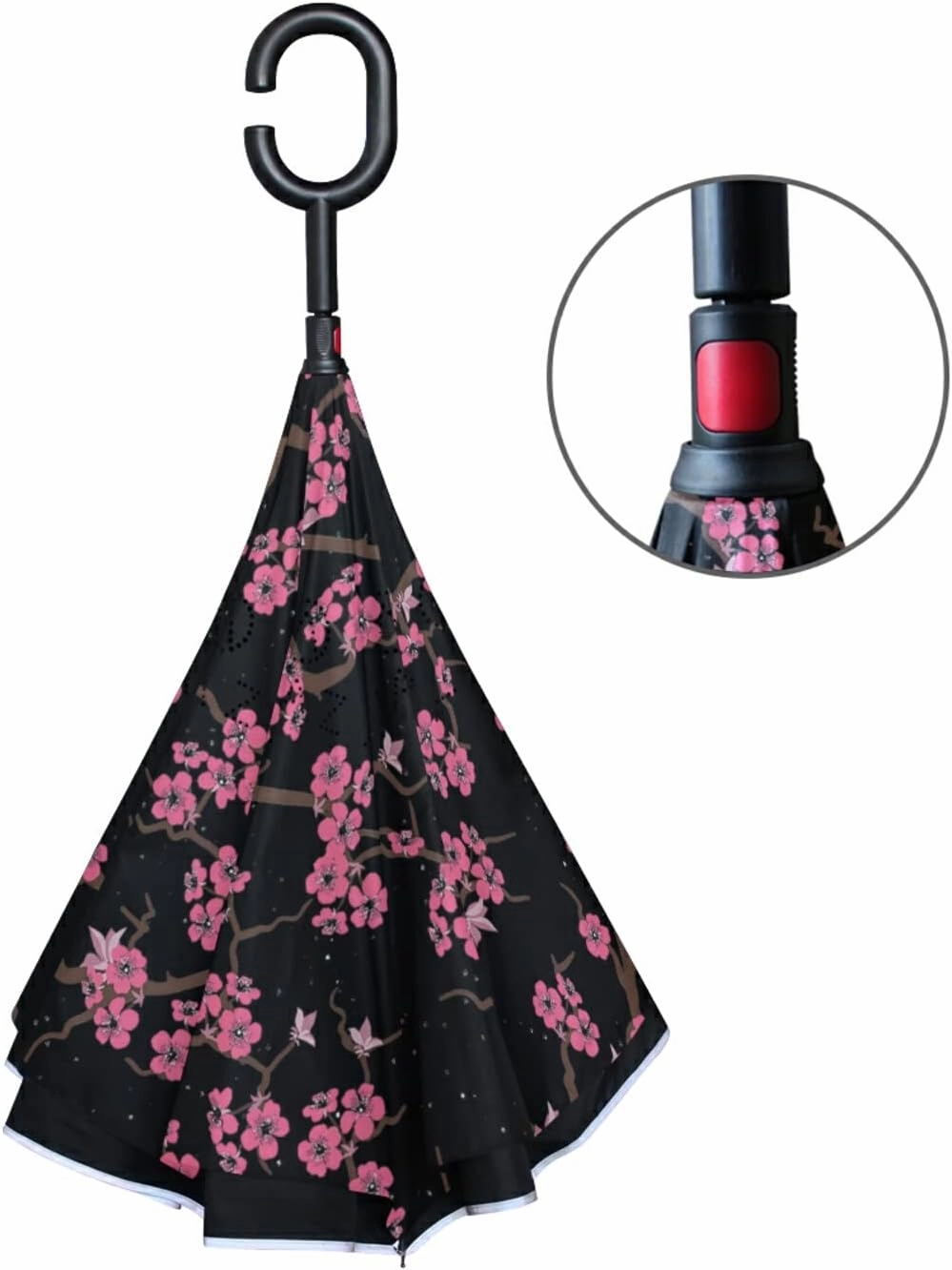 Oyihfvs Double Layer Inverted Umbrella, With C-Shaped Handle Windproof UV Proof Durable Parasol, For Men Women Outdoor Folding Rain Sun