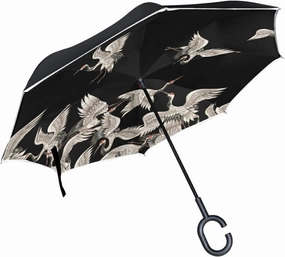 Oyihfvs Double Layer Inverted Umbrella, With C-Shaped Handle Windproof UV Proof Durable Parasol, For Men Women Outdoor Folding Rain Sun