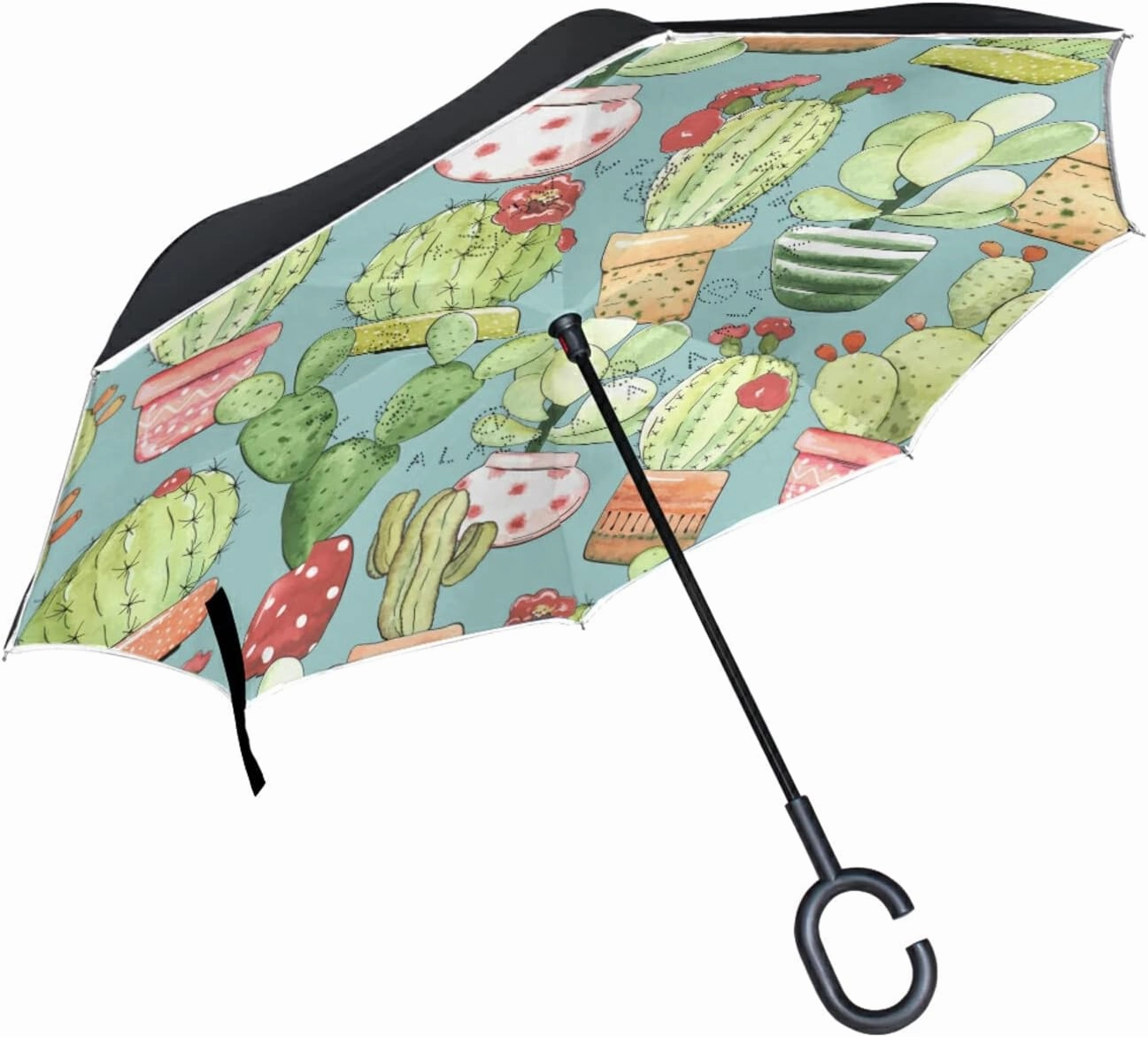 Oyihfvs Double Layer Inverted Umbrella, With C-Shaped Handle Windproof UV Proof Durable Parasol, For Men Women Outdoor Folding Rain Sun