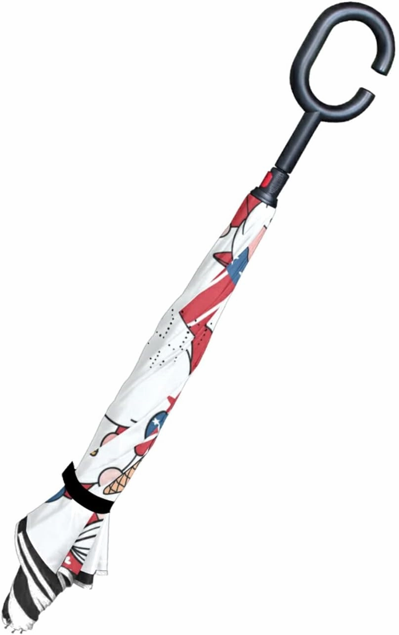 Oyihfvs Double Layer Inverted Umbrella, With C-Shaped Handle Windproof UV Proof Durable Parasol, For Men Women Outdoor Folding Rain Sun