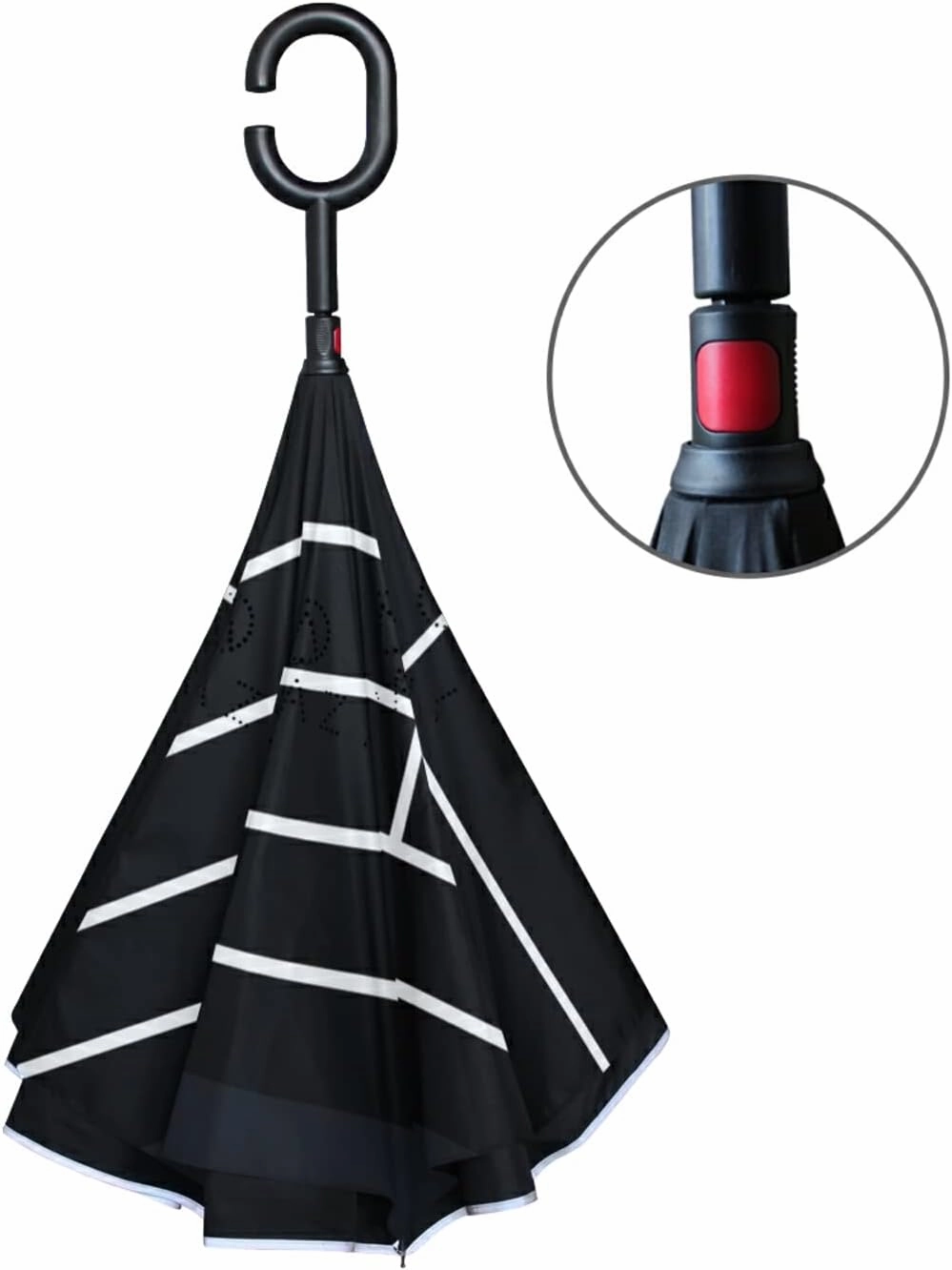 Oyihfvs Double Layer Inverted Umbrella, With C-Shaped Handle Windproof UV Proof Durable Parasol, For Men Women Outdoor Folding Rain Sun