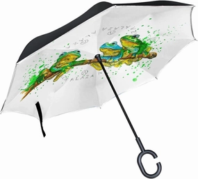 Oyihfvs Double Layer Inverted Umbrella, With C-Shaped Handle Windproof UV Proof Durable Parasol, For Men Women Outdoor Folding Rain Sun