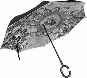 Oyihfvs Double Layer Inverted Umbrella, With C-Shaped Handle Windproof UV Proof Durable Parasol, For Men Women Outdoor Folding Rain Sun