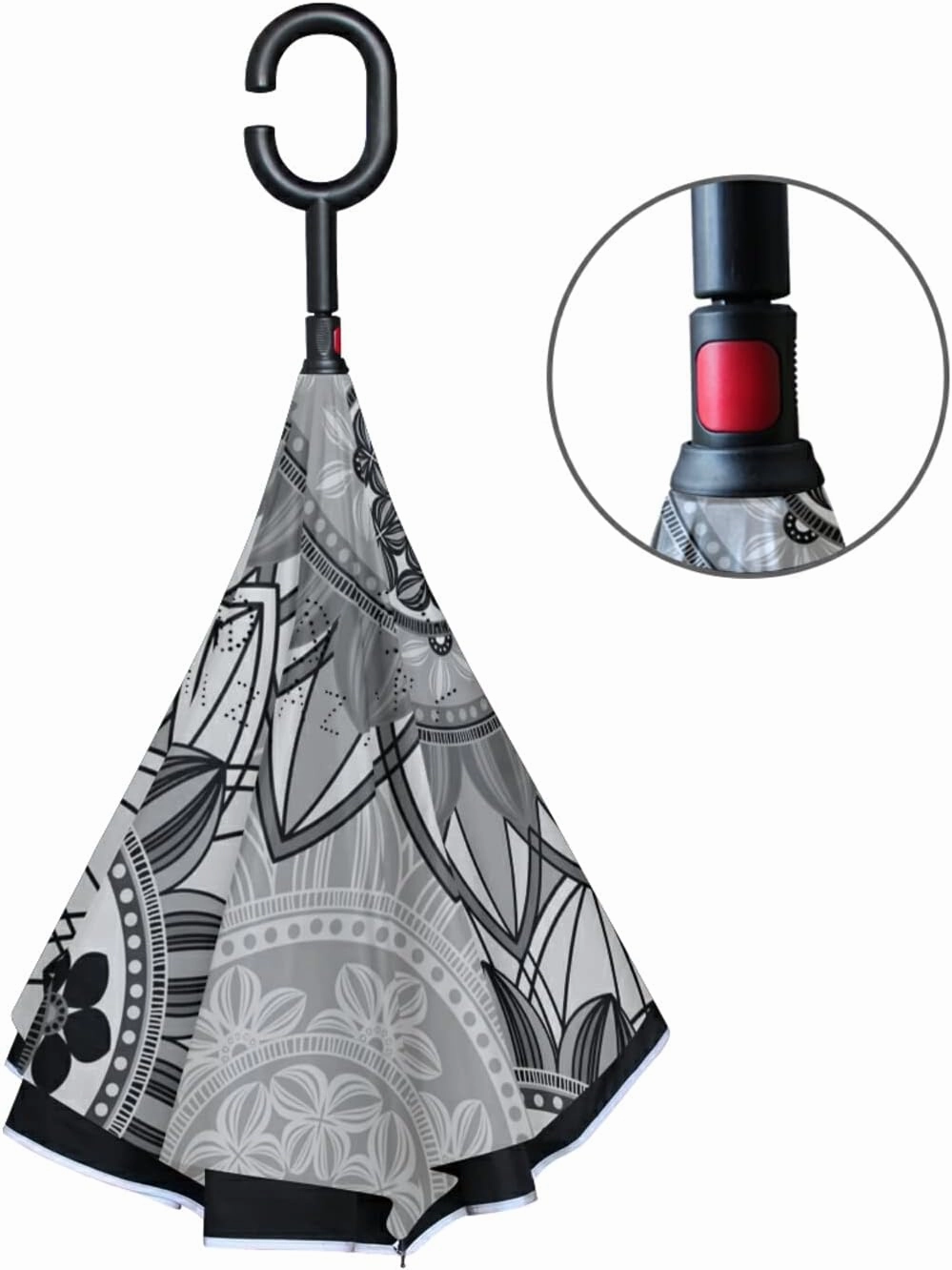 Oyihfvs Double Layer Inverted Umbrella, With C-Shaped Handle Windproof UV Proof Durable Parasol, For Men Women Outdoor Folding Rain Sun