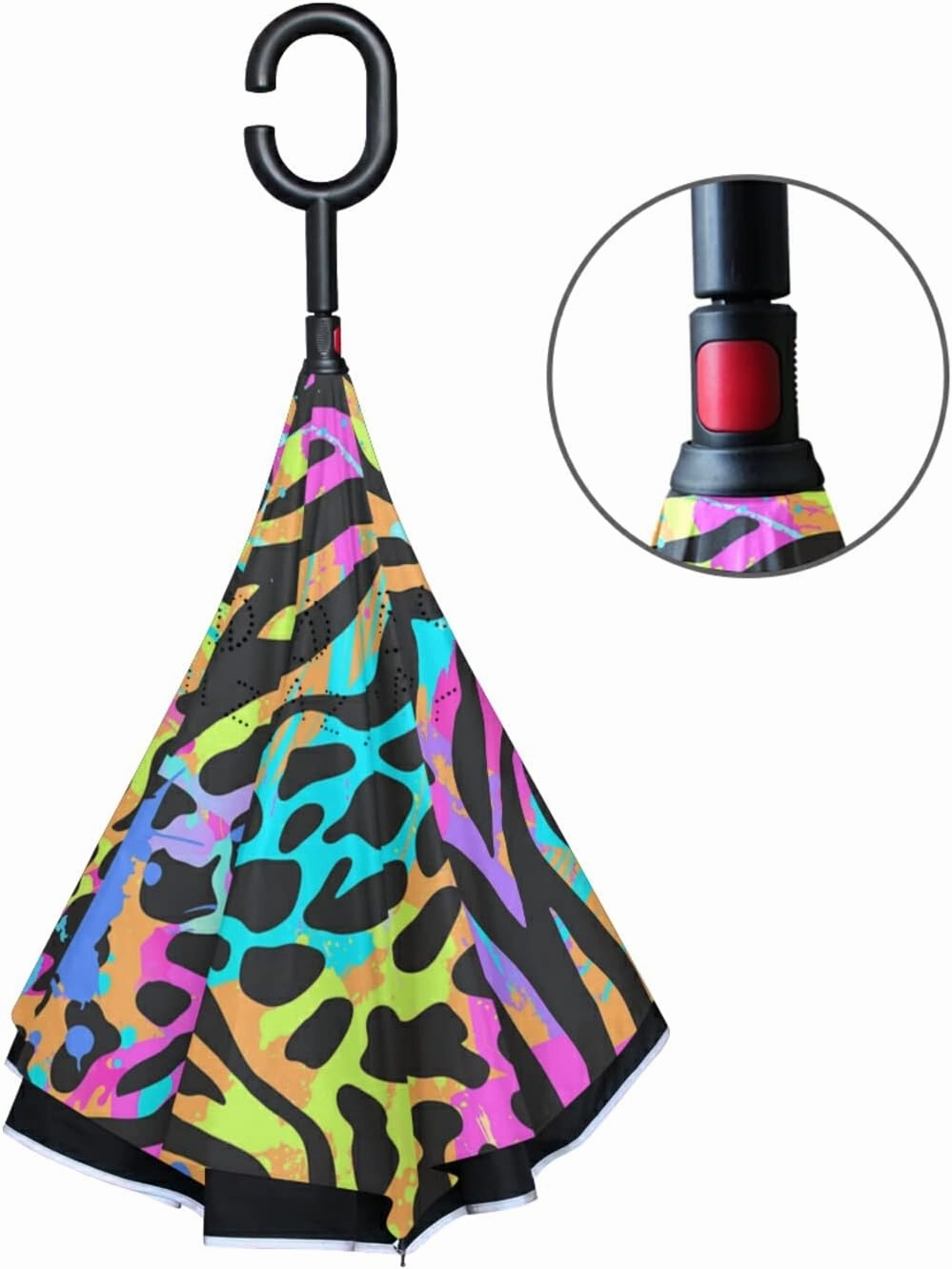 Oyihfvs Double Layer Inverted Umbrella, With C-Shaped Handle Windproof UV Proof Durable Parasol, For Men Women Outdoor Folding Rain Sun