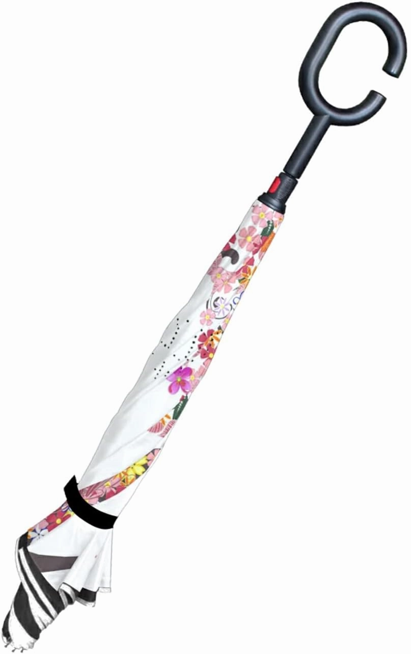 Oyihfvs Double Layer Inverted Umbrella, With C-Shaped Handle Windproof UV Proof Durable Parasol, For Men Women Outdoor Folding Rain Sun