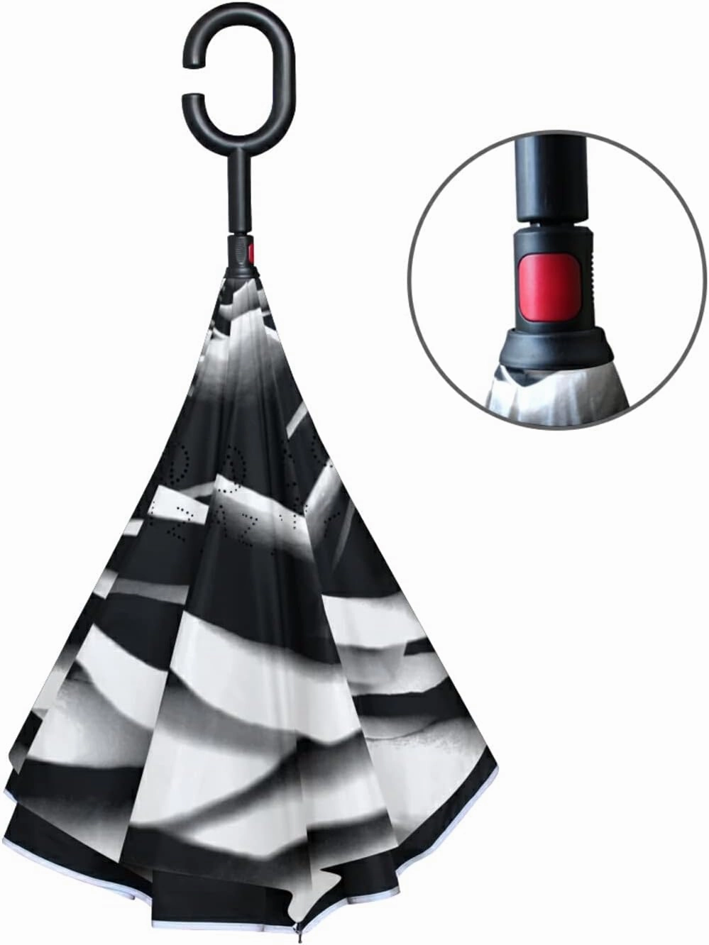 Oyihfvs Double Layer Inverted Umbrella, With C-Shaped Handle Windproof UV Proof Durable Parasol, For Men Women Outdoor Folding Rain Sun
