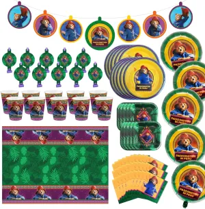 Paddington Bear Party Supplies Set - Official Peru Movie Birthday Decorations Kit - Complete Party Pack with Plates, Napkins, Cups, Balloons, Banner, Tablecloth Serves 10