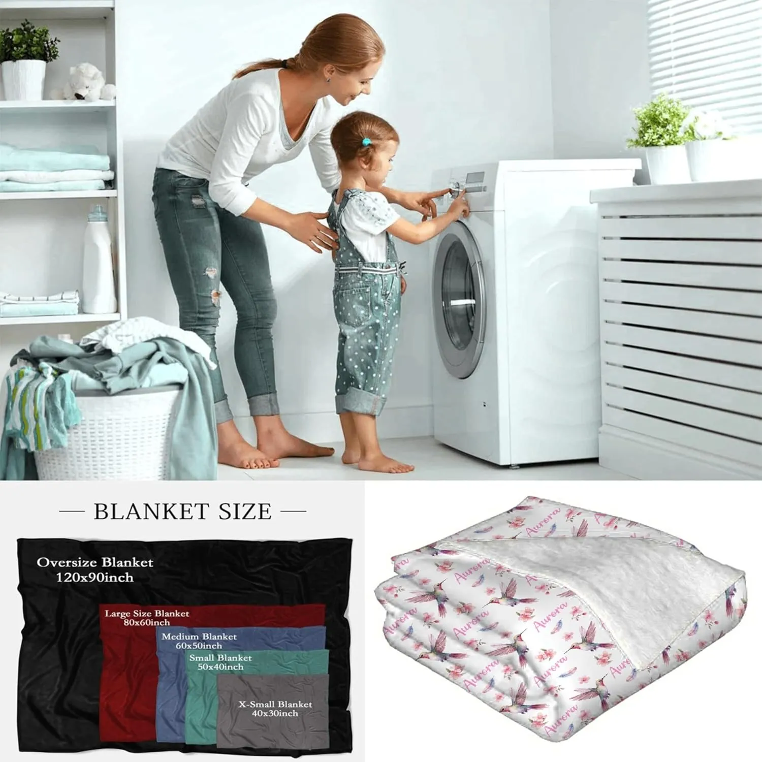 PANDASBLANKET Bird Personalized Custom Blanket with Name for Toddler Women Men Customized Name Blanket Gifts for Newborn Birthday Anniversary 60"x80"for Adults