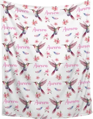 PANDASBLANKET Bird Personalized Custom Blanket with Name for Toddler Women Men Customized Name Blanket Gifts for Newborn Birthday Anniversary 60"x80"for Adults