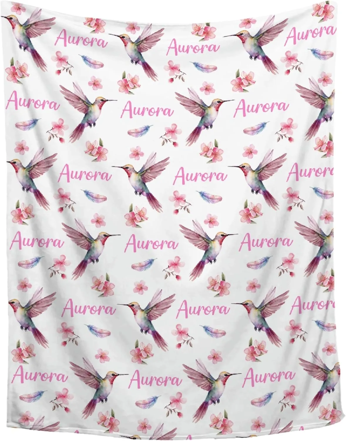 PANDASBLANKET Bird Personalized Custom Blanket with Name for Toddler Women Men Customized Name Blanket Gifts for Newborn Birthday Anniversary 60"x80"for Adults