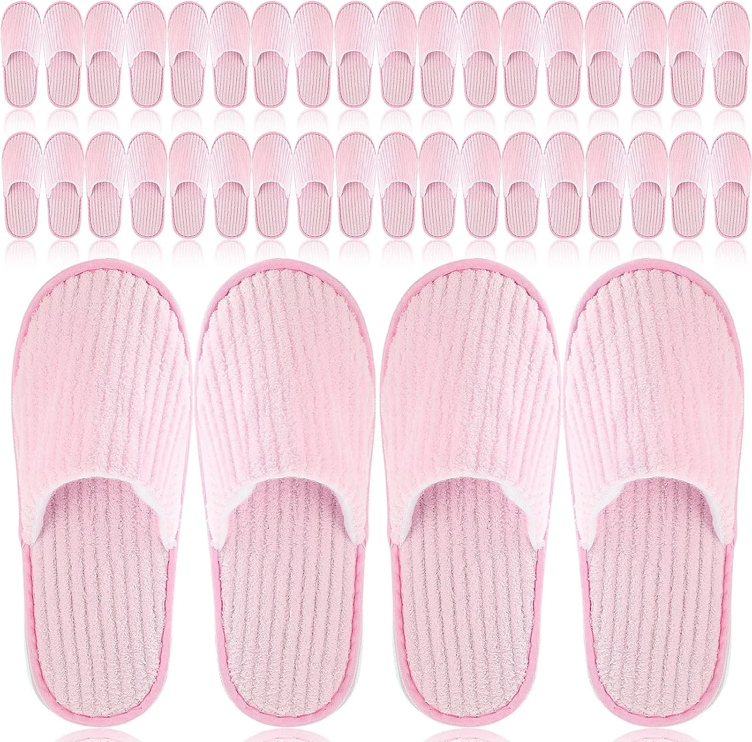 Panitay 20 Pairs Reusable Spa Slippers for Guests Washable House Slippers with Triple Layer Coral Fleece for Home Indoor Hotel Travel, Closed Toe