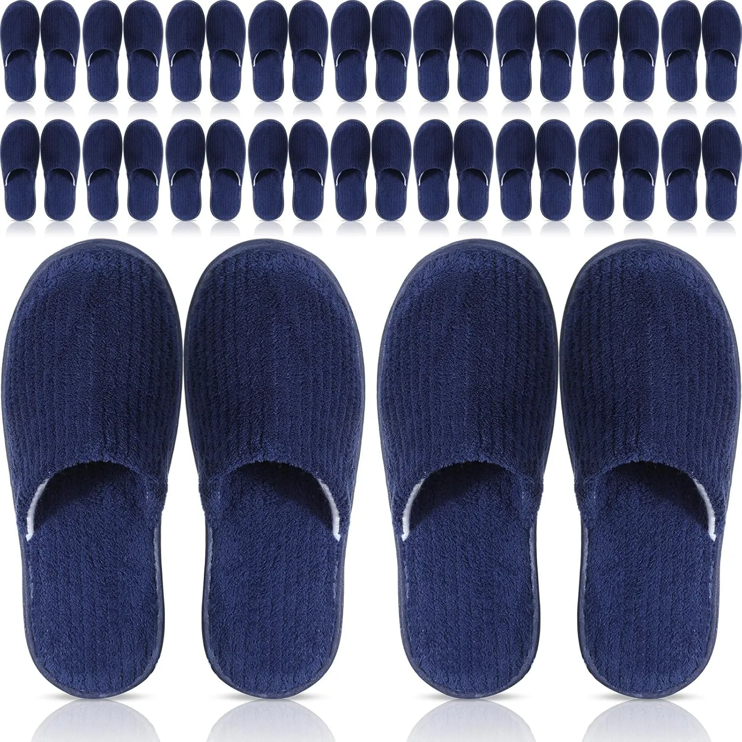 Panitay 20 Pairs Reusable Spa Slippers for Guests Washable House Slippers with Triple Layer Coral Fleece for Home Indoor Hotel Travel, Closed Toe