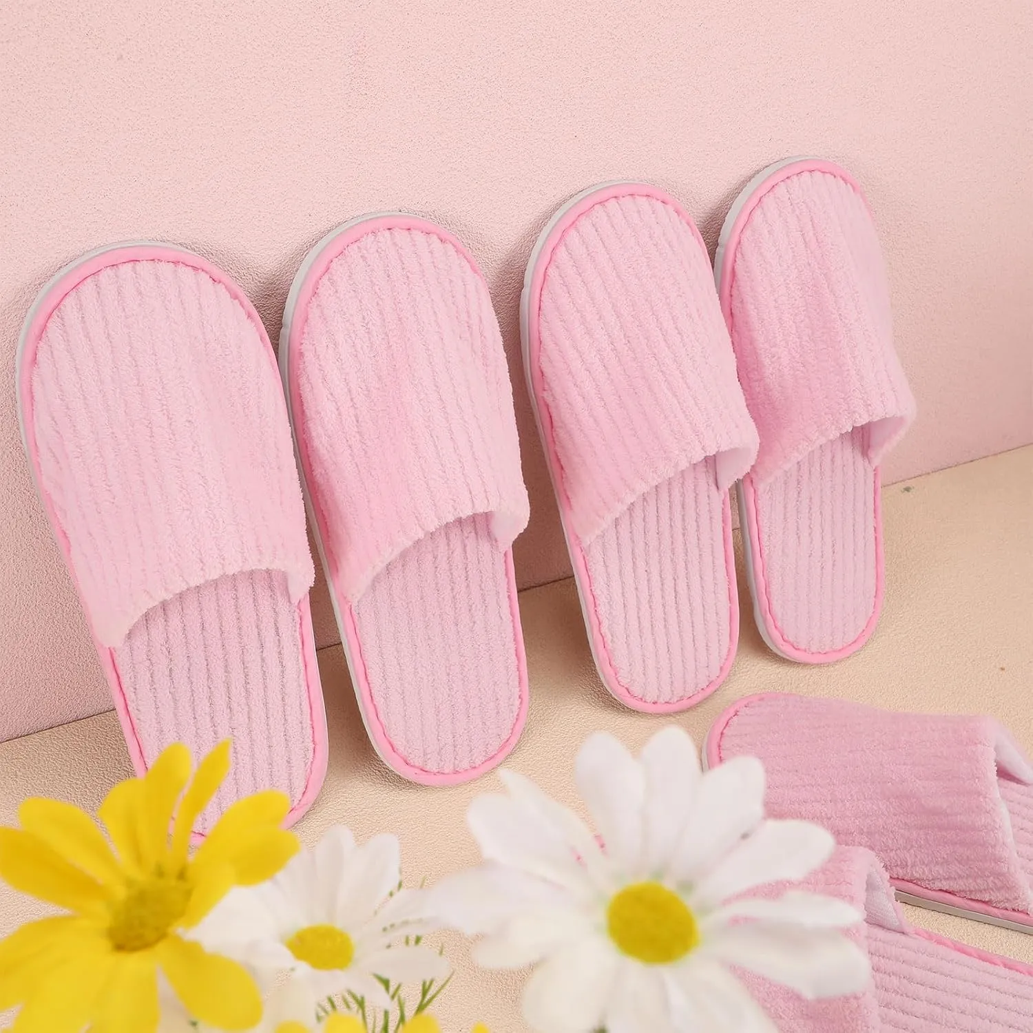 Panitay 20 Pairs Reusable Spa Slippers for Guests Washable House Slippers with Triple Layer Coral Fleece for Home Indoor Hotel Travel, Closed Toe
