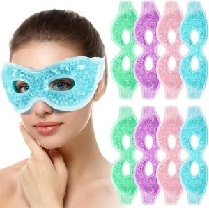 Panitay 8 Pcs Gel Eye Mask Cooling Gel Bead Eye Packs for Puffy Hot Cold with Plush Backing Reusable for Compress Dry Stress Skin Care