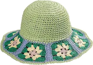 Papyrus Wide Brim Sun Hat with Bohemian Style for Women Foldable Beach Fishing Hat UV Protection Lightweight Straw Hat