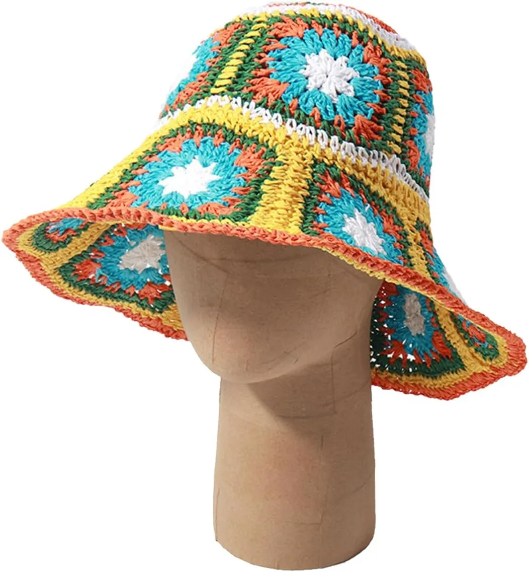 Papyrus Wide Brim Sun Hat with Bohemian Style for Women Foldable Beach Fishing Hat UV Protection Lightweight Straw Hat