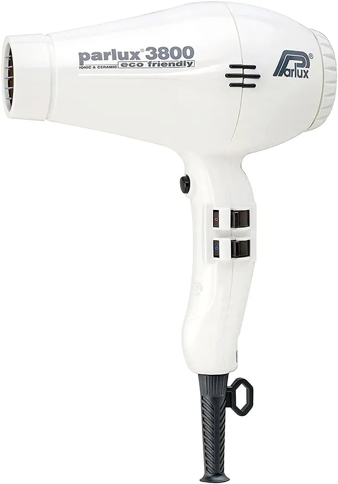 Parlux 3800 Eco Friendly Ionic & Ceramic White Hair Dryer   M Hair Designs Metal Mesh Diffuser (Bundle) – Lightweight, Fast-Drying, Frizz-Control Blow Dryer for Salon-Quality Styling