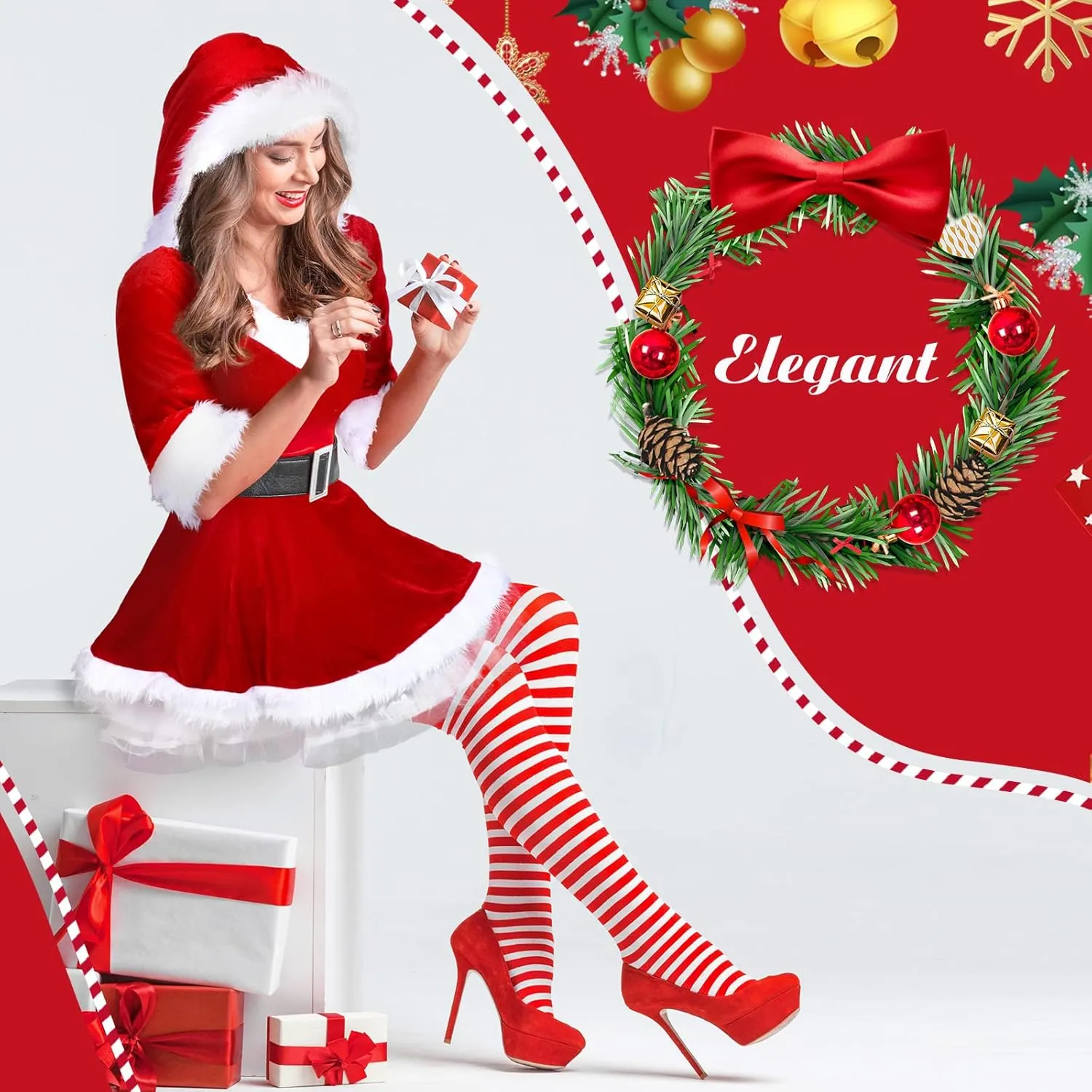 Patelai Mrs. Santa Claus Costume for Women Cosplay Christmas Dress Fluffy Velvet Costume for Christmas