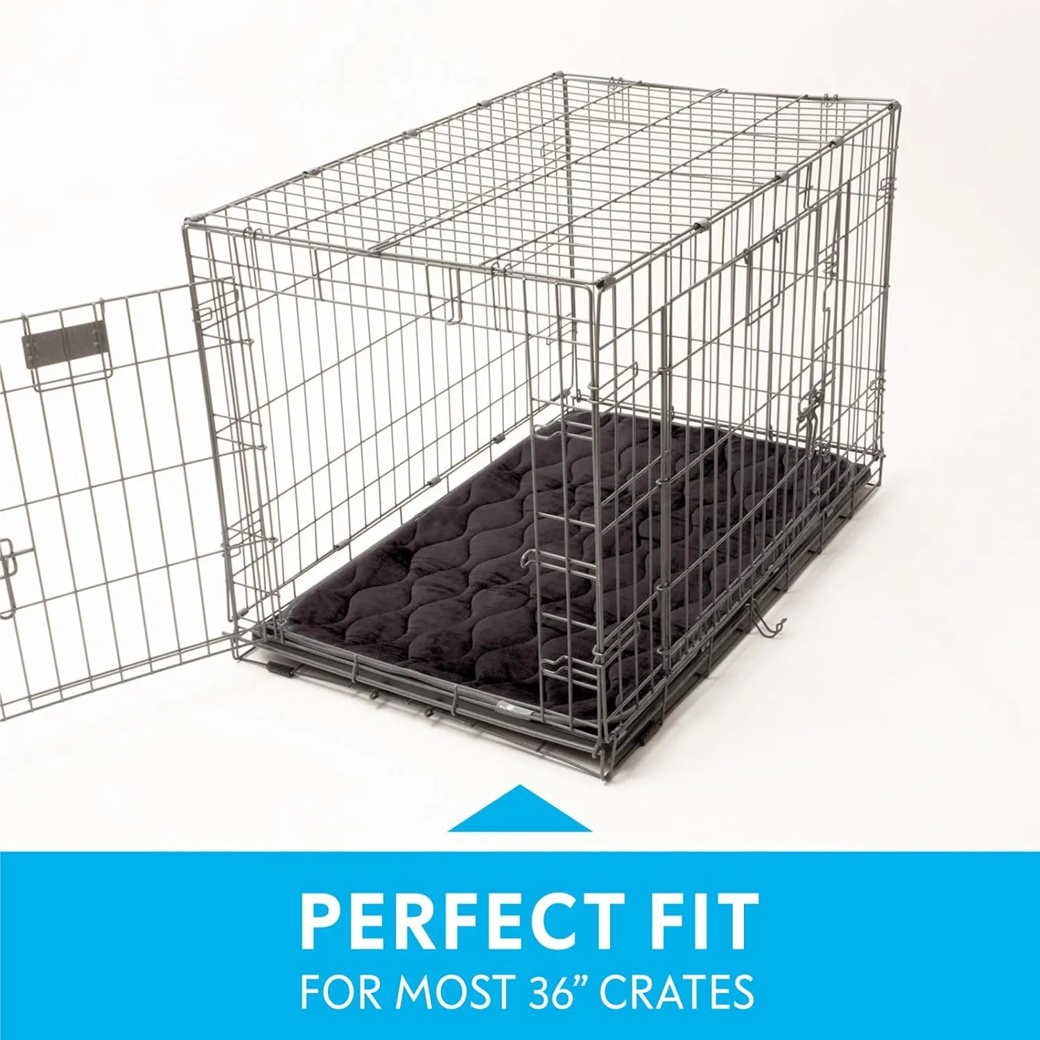 Paw Inspired Washable Padded Crate Mats for Dogs | 35” x 22” Pad, Fits 36-inch Kennels | Leakproof, Plush Pet Beds (Gray)