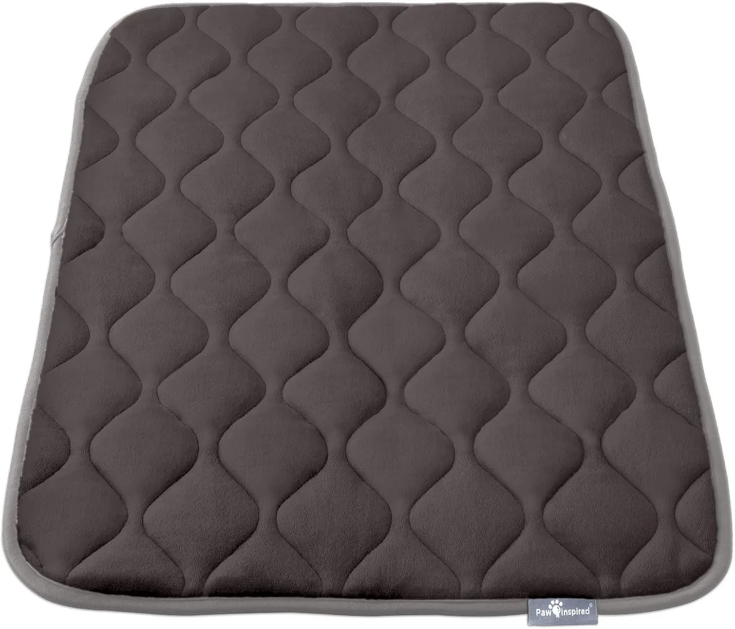 Paw Inspired Washable Padded Crate Mats for Dogs | 35” x 22” Pad, Fits 36-inch Kennels | Leakproof, Plush Pet Beds (Gray)