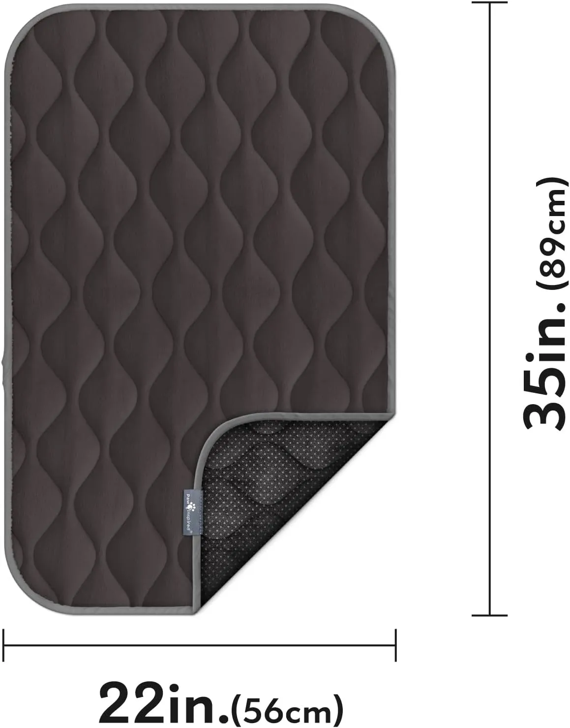 Paw Inspired Washable Padded Crate Mats for Dogs | 35” x 22” Pad, Fits 36-inch Kennels | Leakproof, Plush Pet Beds (Gray)