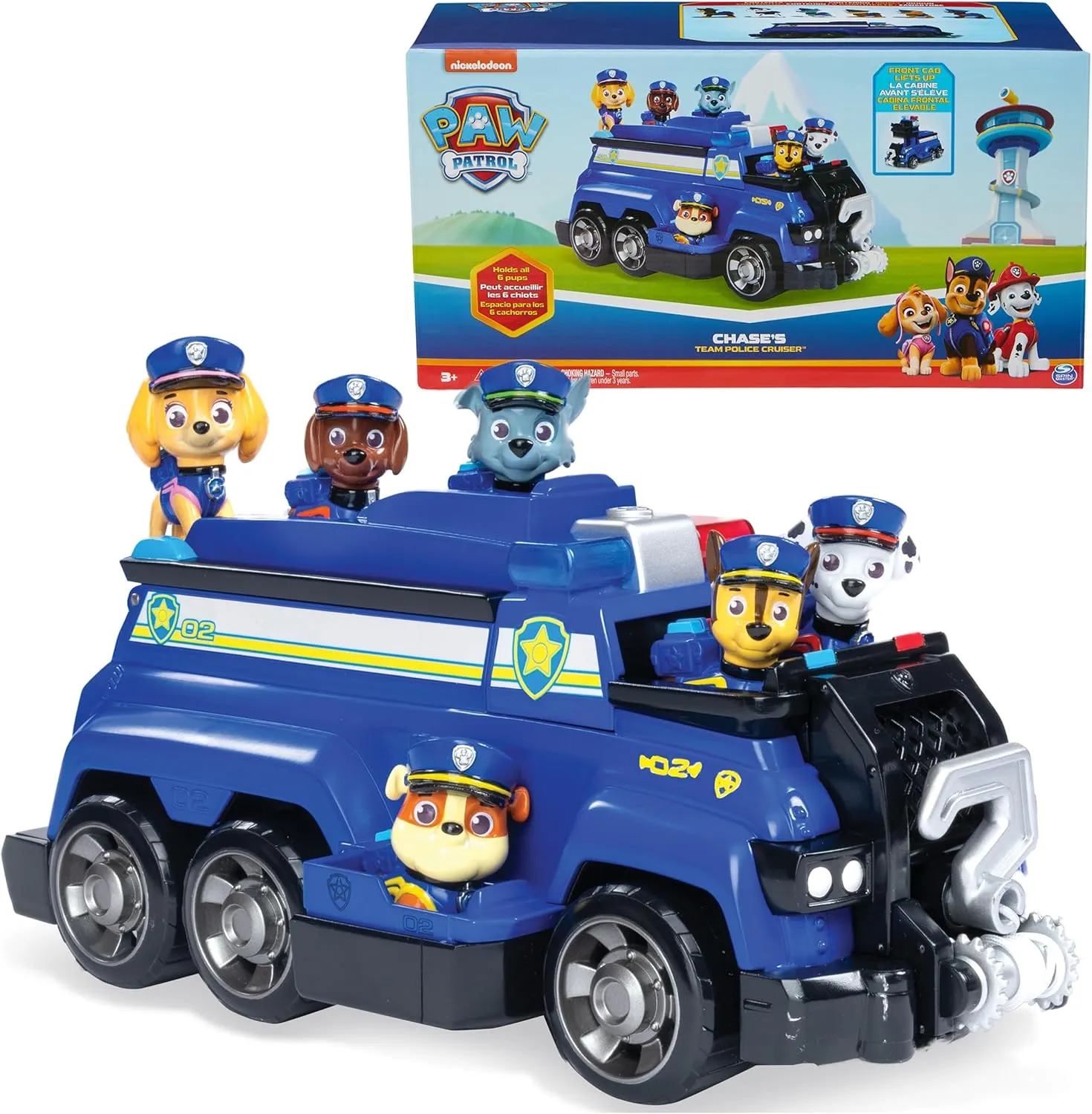 PAW Patrol Team Cruiser, Large Scale Vehicle with Exclusive Chase, Marshall, Skye, Rubble, Rocky & Zuma Action Figures, Toys for Boys & Girls Ages 3 
