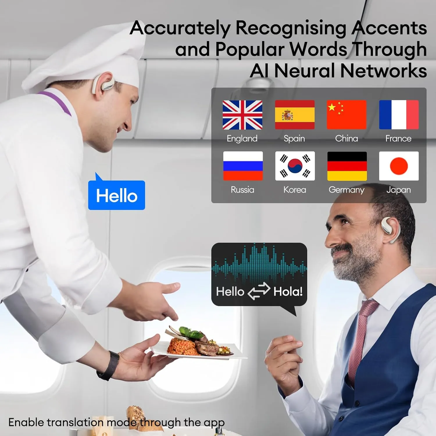PAXA Ai Translator Earbuds 3-in-1 135 Language Translator Earbuds Bluetooth 5.4 Translation Headphones 4 Translation Modes Long Battery Life for Business Travelling,Black