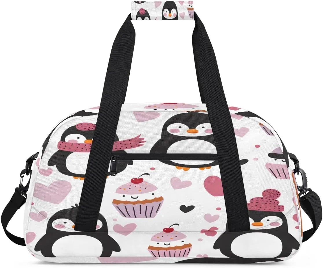 Penguins Kids Overnighter Duffel Bags for Boys, Carry-On Size Sports Gym Bag with Front Zipper Pocket for School Practice or Overnight Travel Weekender Sleepover Tote Bag