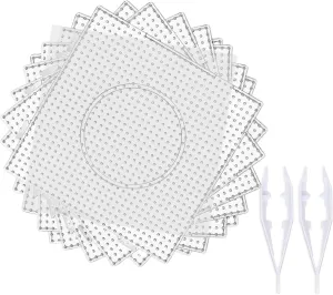 Perler Bead Pegboards, Dedoot 20 Pieces 5mm Fuse Bead Board Clear Plastic Perler Bead Design Square Boards (9 Board   9 Ironing Paper   2 Beads Tweezers) for DIY Craft Beads