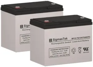 Permobil C500 RS Replacement Battery Set of 2-12 Volt 75AH IT Terminal by SigmasTek