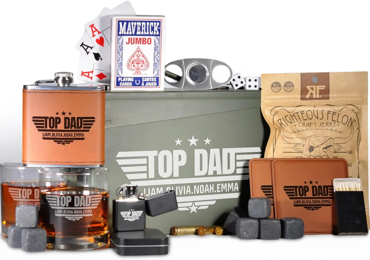 Personalized Ammo Box For Men - Custom Ammo Can Gift Set - Authentic Grade 1 Military Ammo Box Gift For Dad - Birthday Gift For Dad And Husband - Father’s Day Gift For Him - 30 Caliber