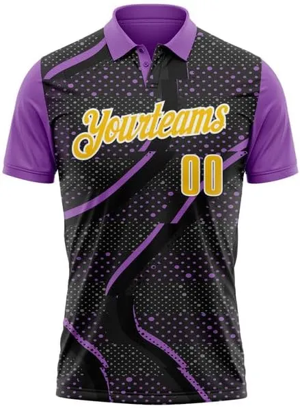 Personalized Name,Custom Jersey, Polo Sport, Black Bay Orange-Neon Green 3D Bowling Geometric Shape Polo