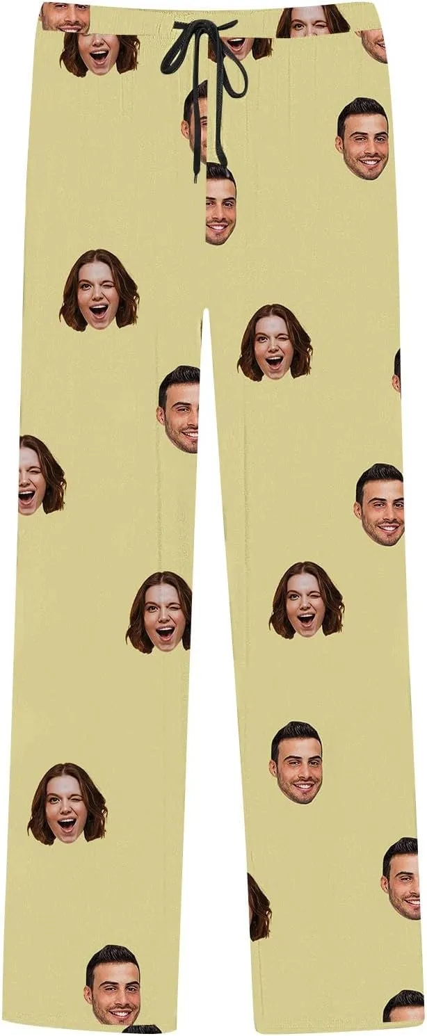 Personalized Pajamas Pants with Photo Valentines Custom Pajama Pants Pet Face Lounge Pj Bottoms Gifts for Women Men