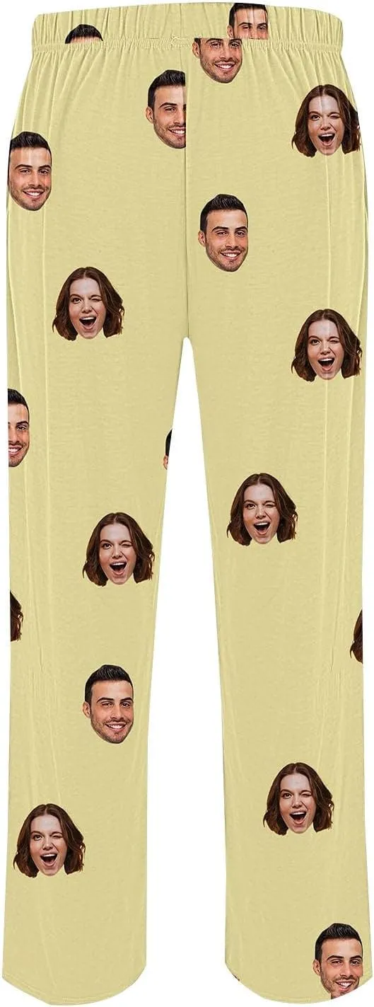 Personalized Pajamas Pants with Photo Valentines Custom Pajama Pants Pet Face Lounge Pj Bottoms Gifts for Women Men