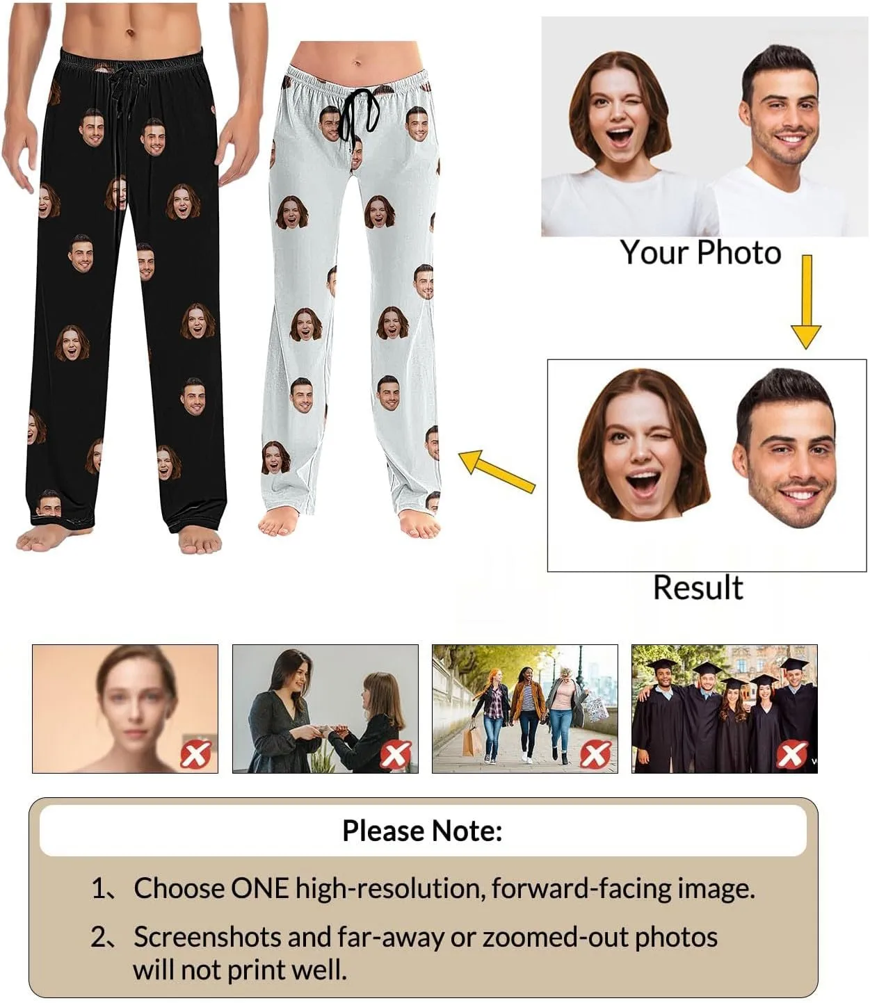 Personalized Pajamas Pants with Photo Valentines Custom Pajama Pants Pet Face Lounge Pj Bottoms Gifts for Women Men