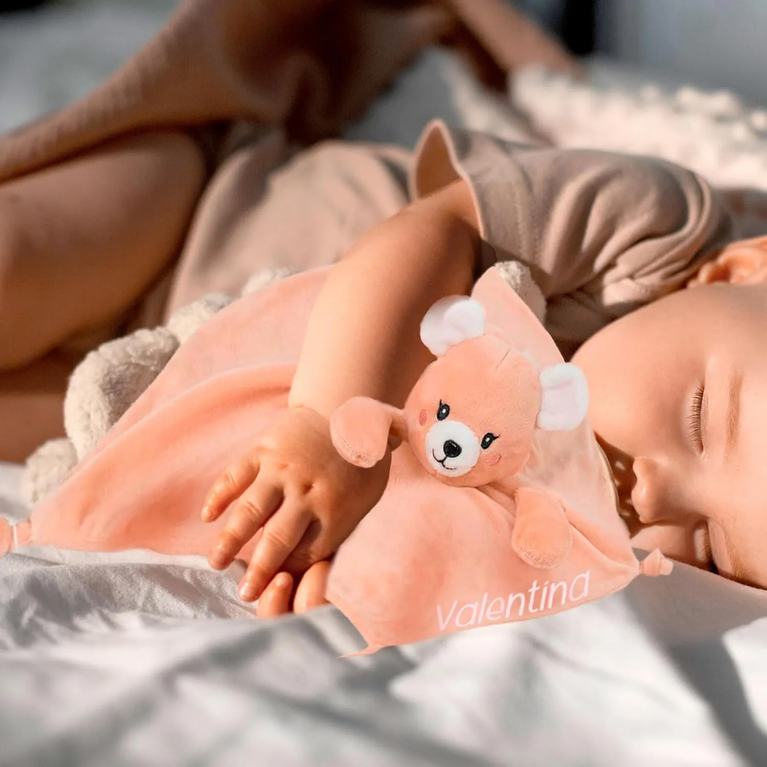 Personalized Teddy Bear Security Blanket for Babies 12" - Personalized Soft Plush Soothing Towel, Unisex Baby Comforter, Ideal Sleep Companion, for Newborns, by Creations by Emas