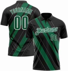 Personalized Name,Custom Jersey, Polo Sport, Black Bay Orange-Neon Green 3D Bowling Geometric Shape Polo