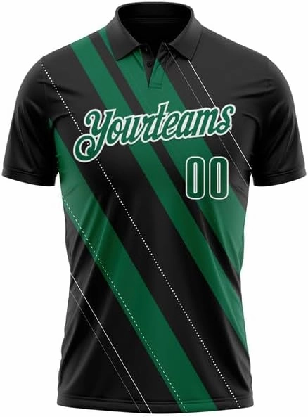 Personalized Name,Custom Jersey, Polo Sport, Black Bay Orange-Neon Green 3D Bowling Geometric Shape Polo