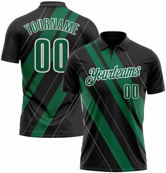 Personalized Name,Custom Jersey, Polo Sport, Black Bay Orange-Neon Green 3D Bowling Geometric Shape Polo
