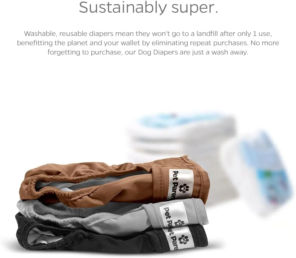 Pet Parents® Washable Dog Diapers (3pack)   Extendrs® of Durable Doggie Diapers, Premium Dog Diapers Female (X-Small, Natural)