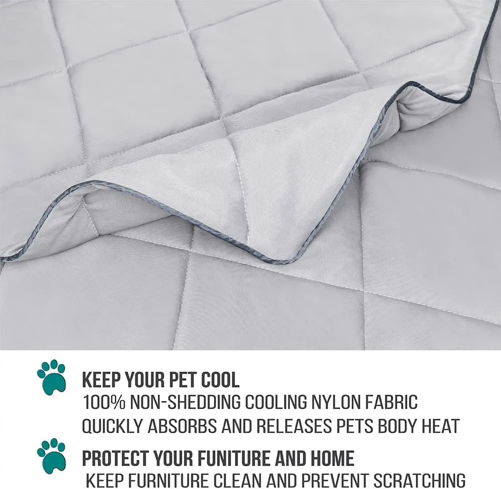 PetAmi Premium Cooling Dog Blanket | Lightweight Fluffy Pet Throw Blanket Bed Cover for Dogs, Cat, Puppies | Pet Blanket Furniture Protector Couch Sofa | Reversible Fuzzy Cozy | 29x40, Light Grey